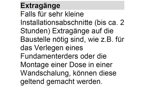 Auszug aus den VSEI-Ausmassregeln.