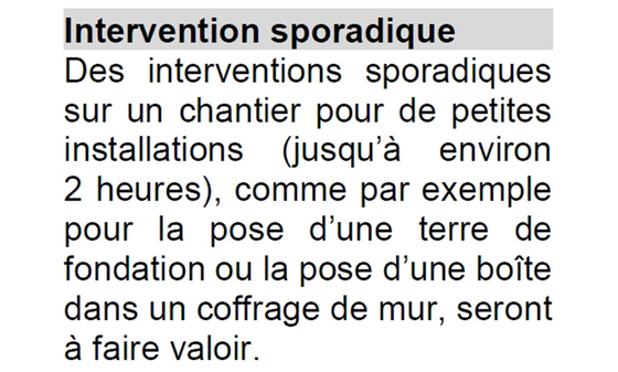 Extrait du fascicule « Règles du métré ».